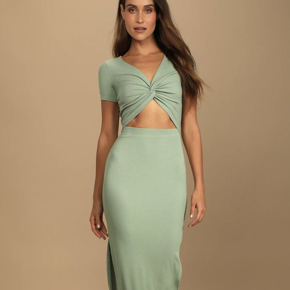 Lulus Green Twist Front Maxi Dress Size XL